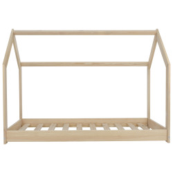Lit maison en bois de pin naturel brut 160x80 cm Lit maison en bois de pin naturel brut 160x80 cm